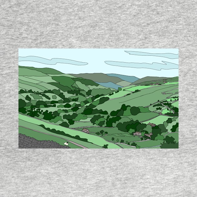 Swaledale, Yorkshire Dales, near Downholme Viewpoint - digital art by JennyCathcart